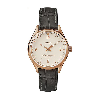 Waterbury Traditional 34mm Leather Strap - Gray
